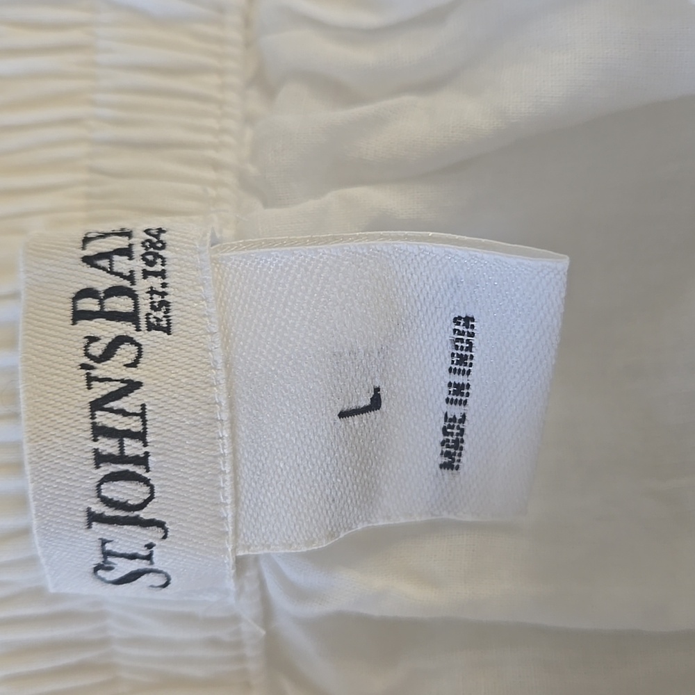 St Johns Bay White Cotton Godet Skirt Trumpet Cottagecore Midi Large - Picture 7 of 8